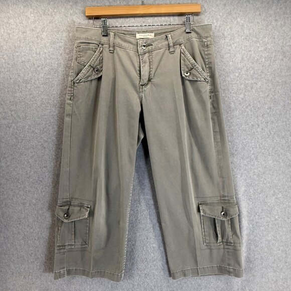 Christopher Blue Womens Capri Pants Cropped Stretch Muted Green‎ Size 10 Utility - Picture 1 of 14